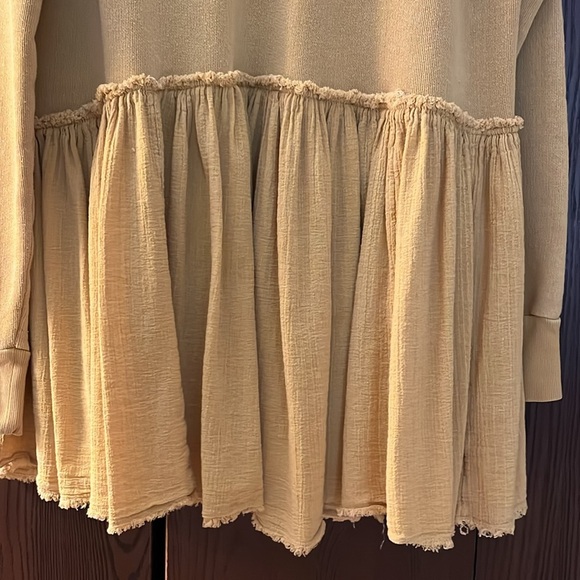 Free People mustard colored hooded sweatshirt with cloth bottom oversized - Picture 7 of 13